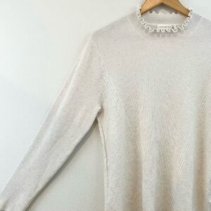 Retrology | Soft Cream Long Sleeve Ruffle Sweater